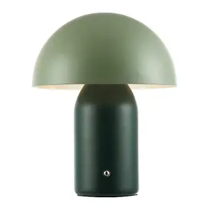 Modern Rechargeable Mushroom Table Lamp in Forest and Olive Green - Touch Dimmer