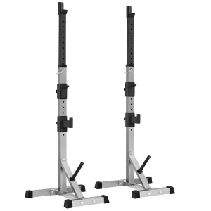 Yaheetech Black Adjustable Barbell Rack with Safety Spotters