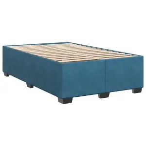 Berkfield Box Spring Bed with Mattress Blue 120x190 cm Small Double Velvet