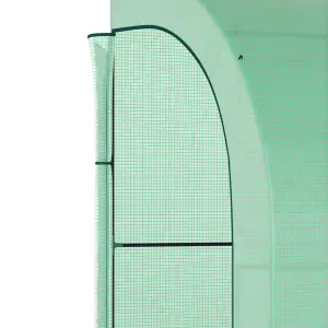 Outsunny Walk-In Tunnel Wall Greenhouse with Windows and Doors, 2 Tiers