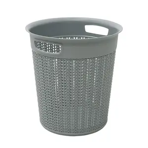 JVL Loop Toilet Brush and Round Plastic Bin - Grey