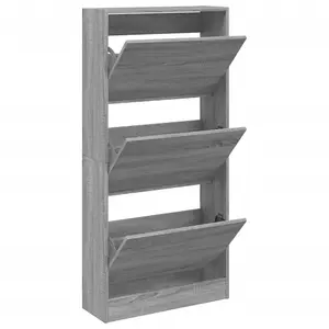 Shoe Cabinet Grey Sonoma 60x21x125.5 cm Engineered Wood