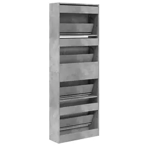 Shoe Cabinet Concrete Grey 60x21x163.5 cm Engineered Wood