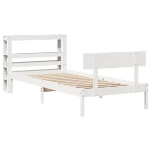 Berkfield Bed Frame without Mattress White 75x190 cm Small Single Solid Wood Pine