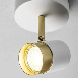 CGC ORIO White and Brushed Gold Single GU10  Adjustable Ceiling Spot Light