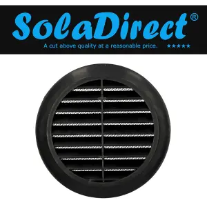 Mini Round Air Vent Grille 60mm Ventilation Cover with Flange and Fly Screen (Black)