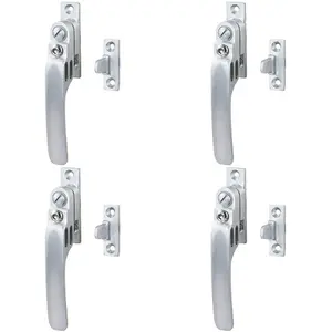 4 PACK - Locking Casement Window Fastener Handle with Night Vent 16 x 60mm Satin Chrome