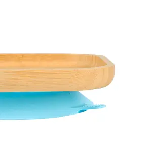 Tiny Dining - Children's Bamboo Suction Square Plate - Blue