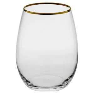 Queensway Home & Dining 570ml 6 Pcs Amber Tumbler Gold Rim Whiskey Glass Cocktail Goblet Set