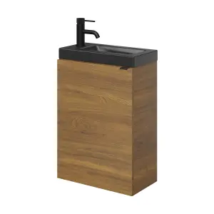 GoodHome Imandra Walnut effect Single Wall-mounted Bathroom Cloakroom unit (H) 550mm (W) 440mm