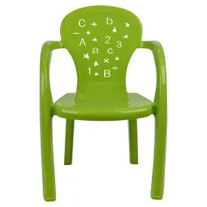 URBNLIVING 50cm Height 4 Pcs Green Coloured Stackable Plastic Chairs for Kids Party Play Set