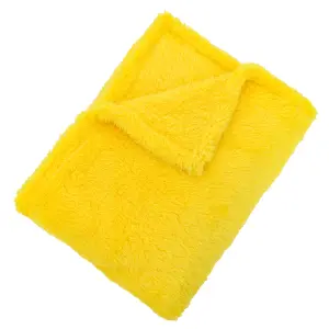 EHC Teddy Super Soft Fleece Warm Throw Thermal Sofa Blanket 130 x 170cm - Yellow