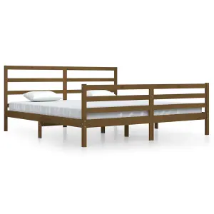 Berkfield Bed Frame Honey Brown Solid Wood Pine 200x200 cm