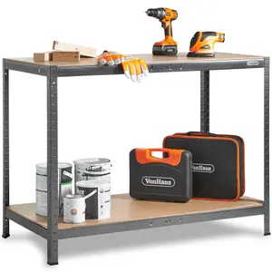 VonHaus Work Bench, Heavy Duty Workbench with Storage for DIY, Metal Workshop Bench w/500kg Capacity, Work Bench for Garage & Shed