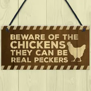 Beware Of The Chickens Sign Funny Chicken Coop Sign Home Plaque Family Gift