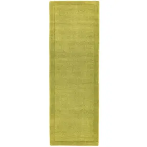 Green Simple and Stylish Wool Modern Plain Handmade Rug for Living Room and Bedroom-68 X 240cm (Runner)