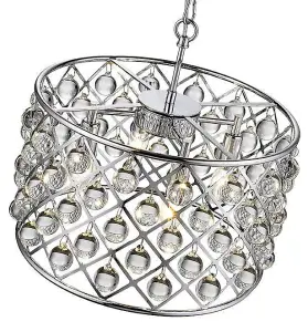 Luminosa Spring 4 Light Small Ceiling Pendant Chrome, Clear with Crystals, E14