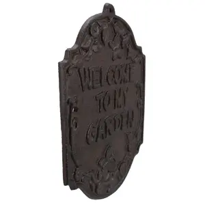 Welcome To My Garden Cast Iron Sign Plaque Door Wall House Gate Fence