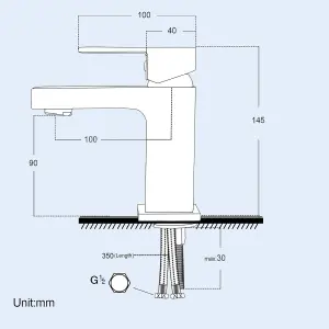 Nes Home Renan Square Thermostatic Shower Slim Head Mixer & Basin Mixer Tap