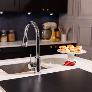 Flode Runda Kitchen Sink Mixer with Pull out Spray Chrome Oval Head