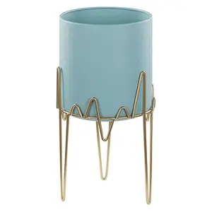 Elevated Plant Pot KALANDRA Metal Light Blue