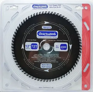 Charnwood TB1272 Low Noise Circular Saw Blade 300 x 30mm x 72T x 3.2k