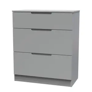 Milan Ready assembled Grey 3 Drawer Chest (H)875mm (W)740mm (D)390mm