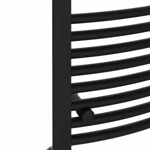 Rinse Bathrooms Electric Heated Towel Rail Curved Black Bathroom Towel Radiator 1400x400mm - 800W