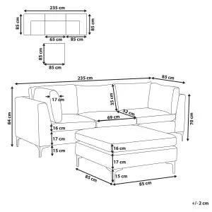 3 Seater Modular Velvet Sofa with Ottoman Green EVJA