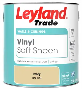 Leyland Trade Vinyl Soft Sheen Walls & Ceilings Emulsion Paint Ivory (RAL 1014) - 2.5L