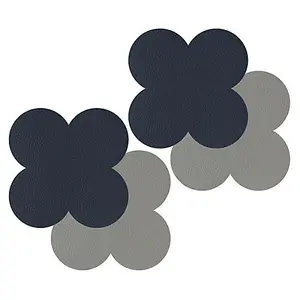 iStyle Navy and Grey Scalloped Flexi Set of 4 Faux Leather Coasters