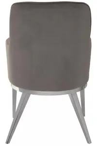 Interiors By Premier  Versatile Grey Velvet Dining Chair With Silver Finish Legs, Durable Dining Chair, Sleek Dining Chair