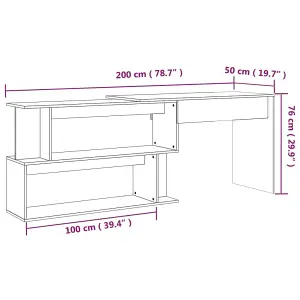 Berkfield Corner Desk Brown Oak 200x50x76 cm Engineered Wood