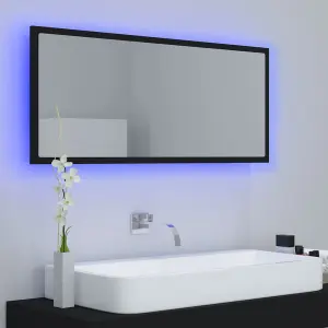 Berkfield LED Bathroom Mirror Black 100x8.5x37 cm Engineered Wood