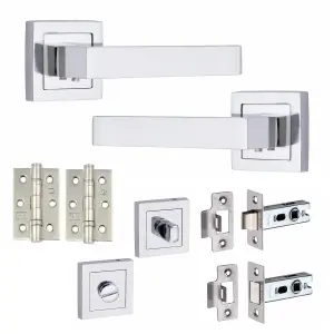 1 Set Delta Design Bathroom Complete Door Handle Set Polished Chrome Finish