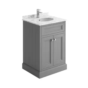 Fairmont Light Grey Square Floor Standing Vanity Unit (W)600mm