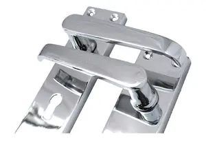 Door Handles Straight Lever Lock Keys Hinge Set - Chrome 150 x 40mm