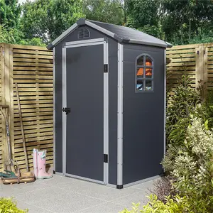 4 x 3 Single Door Apex Plastic Shed (Dark Grey)