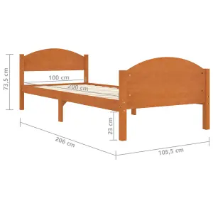 Berkfield Bed Frame Honey Brown Solid Pine Wood 100x200 cm