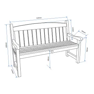 Hutton Garden Wooden Cotswold British Made 3 Seater Bench FCS Certified