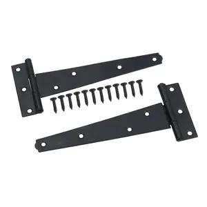 150mm Heavy Duty T Tee Hinges for Doors + Gates with Fixing Screws 4pc