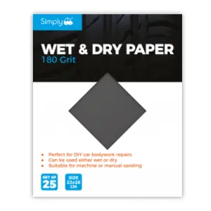 Simply 180 Grit Wet and Dry Sand Paper 25 Pack