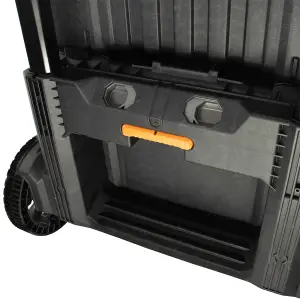 JCB Full Site System 3-Piece Modular Tool Storage System with Cart Tool Organiser Case & Heavy-duty 9 inch Wheel Trolley