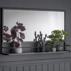 Wilford Metal Flat Wall Mirror with Shelves