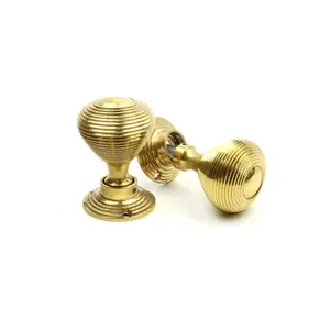 Oakcrafts - Solid Brass Door Knob Set Beehive Design - 50mm Diameter