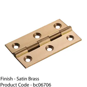 PAIR Cabinet Hinge - 64 x 35mm Satin Brass Cupboard Wardrobe Vanity Unit Fixings