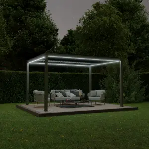 Agadon Aluminium Pergola Shading System 300 x 400 cm Anthracite with LED Lights and Motorised Slats