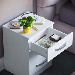 Arkadij 3 Drawer Fronts Bedside Table White