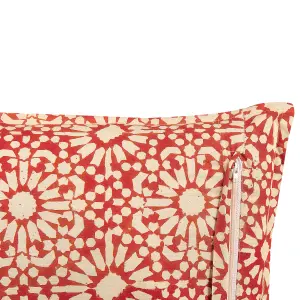 Set of 2 Cushions CEIBA Cotton 45 x 45 cm Geometric Block-Printing Red