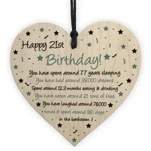 Red Ocean Funny 21st Birthday Gift For Daughter Son Wood Heart Novelty 21st Birthday Card